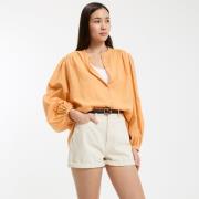 Chemisier ample, col rond, manches longues