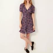 Robe courte boutonnée col V, imprimée, CLAUDIA
