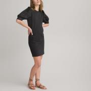 Robe sweat courte, manches ballon brodées