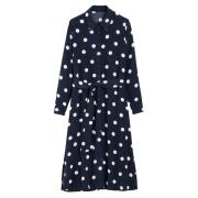 Robe-chemise à pois, longueur midi