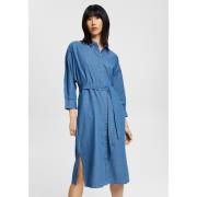 Robe chemise boutonnée, manches 3/4 en jean