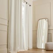 Rideau lin lavé occultant, passants cuir, Private