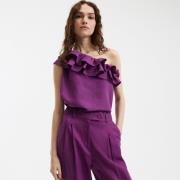 Top asymétrique sans manches à volants