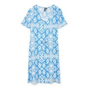 Robe imprimée, manches courtes col V