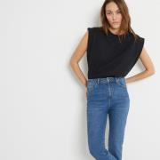 Débardeur pur coton, col rond sans manches