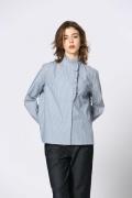 Blouse rayée col montant à volant