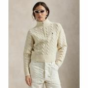 Pull col zippé maille torsadée, laine et cachemire