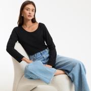 T-shirt en coton bio, col rond, manches longues