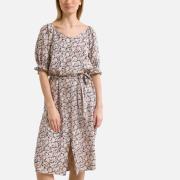 Robe évasée, encolure v, manches courtes, imprimée