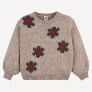 Pull col rond en fine maille, motif floral