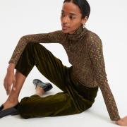 T-shirt col roulé, manches longues, imprimé floral