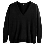 Pull cachemire col V fine maille volume ample