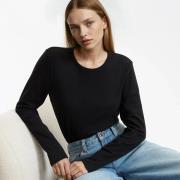 T-shirt fluide, col rond, manches longues