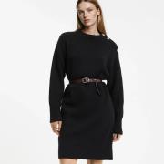 Robe droite en laine, courte, manches longues